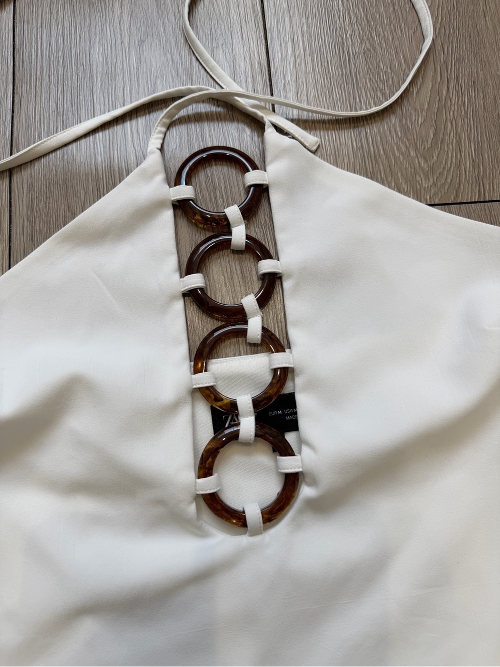 Zara white top with ring accents M - Picture 2 of 4